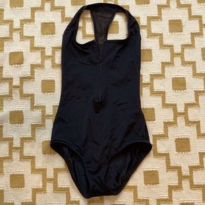 Large Black Mariia Racerback Mesh Zip Adult Leotard